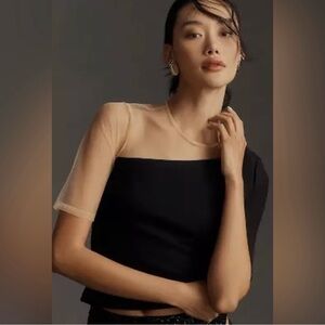 Anthropology Sunday in Brooklyn Ponte Mesh Mix Top